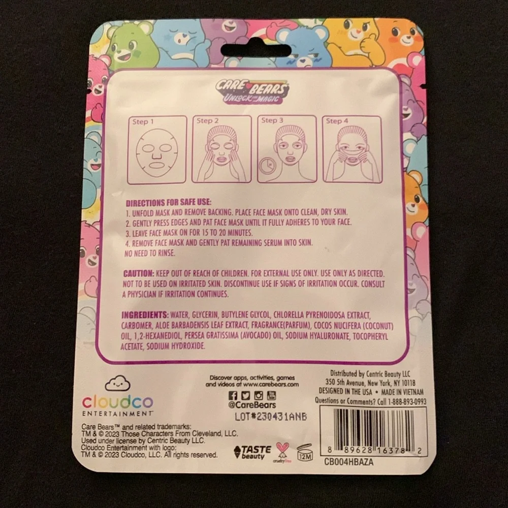 Care Bears Watermelon Scented Face Mask Beauty NWT